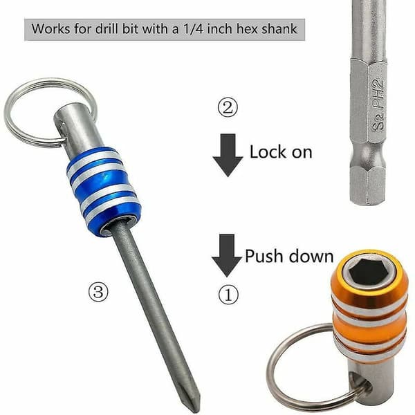 5 st 1/4\" Hex Shank Nyckelring Skruvmejsel Bitshållare Set Förlängningsskaft Snabbväxlingsbitsadapter Skruv