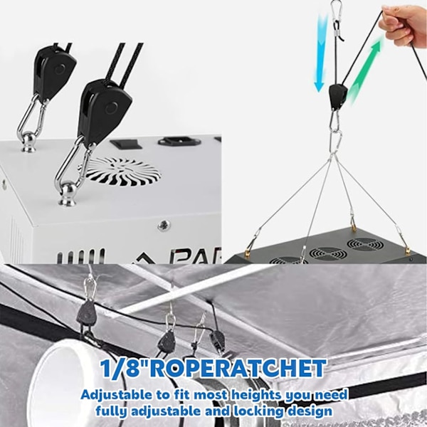 4 stk. Ratchet-reb med kroge Justerbar 1/8 tommer reb Ratchet Ratchet