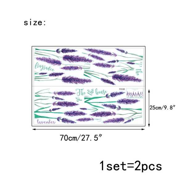 Sarja purppuraisia laventelin seinätarra-tarroja koristeellinen liimakalvo