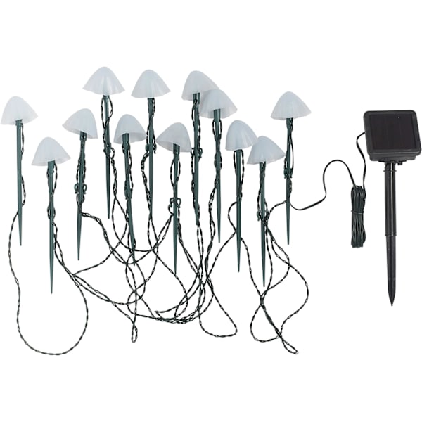 12 Svampeformede Solcellelamper med Varm Hvid LED