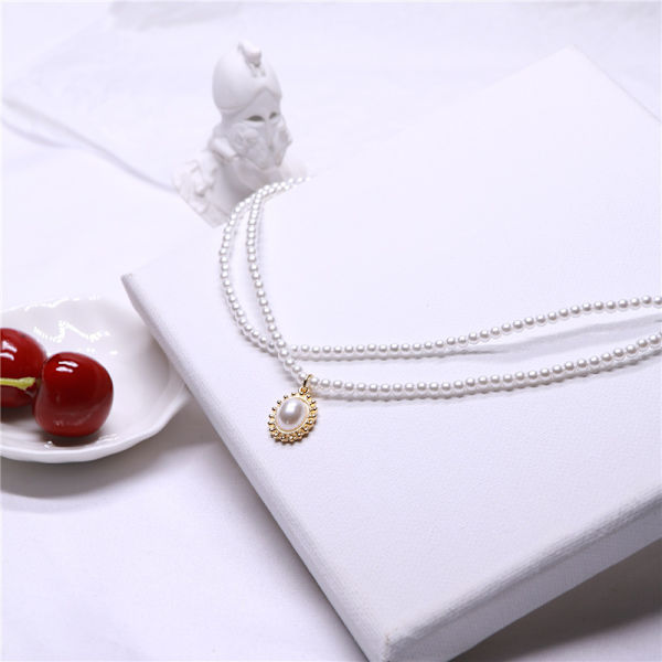 Boho 2 Tier Pearls Chunky Halsband Bal för Kvinnor och Flickor