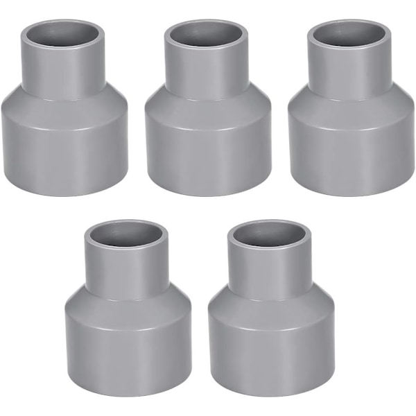 50mm x 32mm PVC Pipe Reducer Fitting Coupling Hub By Hub Grey 5Pcs