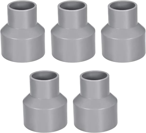 50mm x 32mm PVC-rörreducerkoppling Nav med nav Grå 5 st