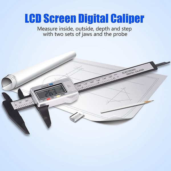 Digital skydelære, ekstra stort LCD-display digital skydelære metrisk Co