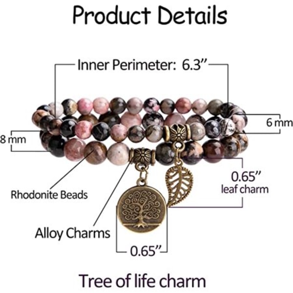 Naturligt Halvädelsten Pärlor Armband för kvinnor - Träd av