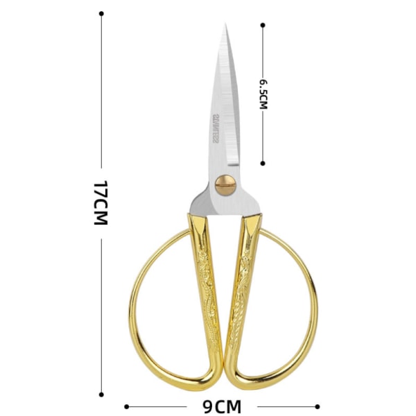 Saks, spiss, super skarp, presis kutt, bredt håndtak, 17 cm