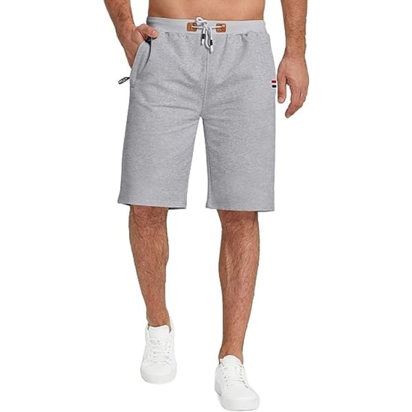 Herre Shorts Casual Snørebånd Lynlås Lommer Elastisk Talje Stor og Høj Strand Shorts Lysegrå XXXl