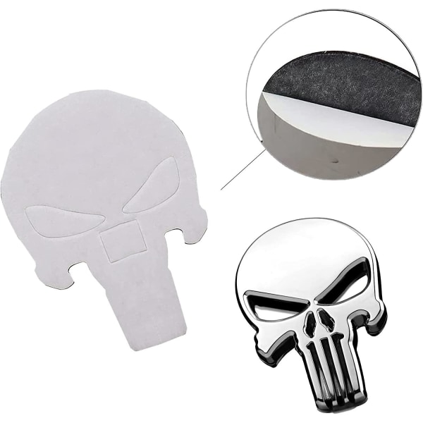 2 kappaletta Punisher 3d -metallista tarraa, Punisher Skull -moottoripyörän tarra