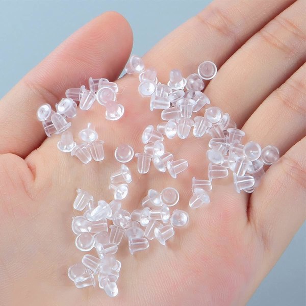 200 Pieces of Clear Silicone Ear Plugs, Earring Stoppers, Earring Safety B