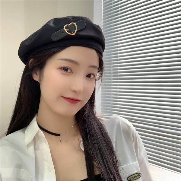 Dame Beret Kvinder Bomuld Beret Hat Kunstner Beret Cap Sort Vinter