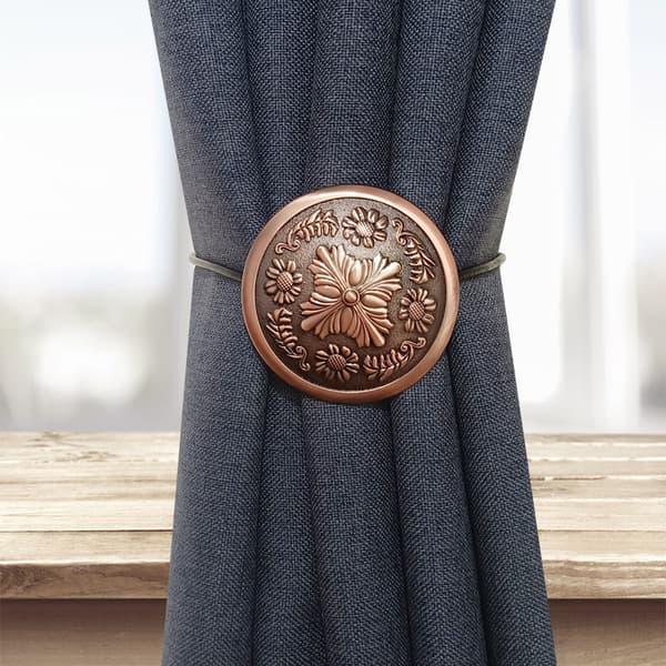 Gyllene metalliska magnetiska gardinuppsättningar, solros boho-tema slips