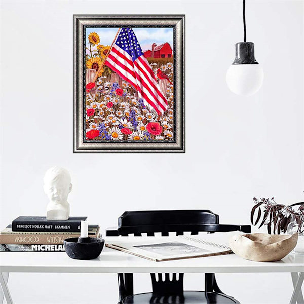 Diamantmaleri Kits, 5D Diamantmaleri Amerikansk Flag, Diamant