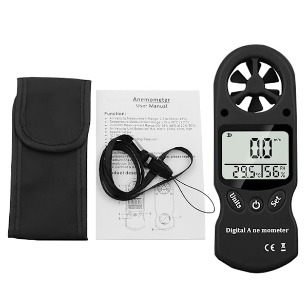 Mini bärbar multifunktionell digital anemometer temperatur- och hygrometer