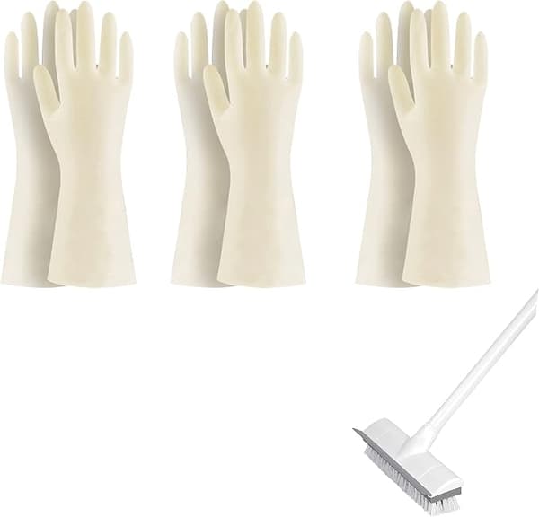Golvborste och rengöringshandskar, 3-pack (toalettborste ingår ej)