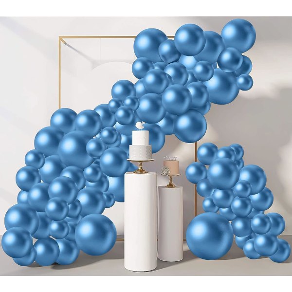 115 st metalliska blå ballonger 18/12/10/5 tums ballonggirlandsats