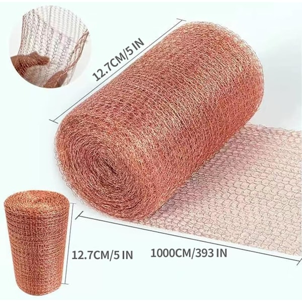 Högkvalitativ Anti-Gnagare, Stickad Koppar Nät för Inomhus, Koppar Nät Mot Gnagare för Skydd Mot Möss, Sniglar och Snäckor, 127mm x 10m