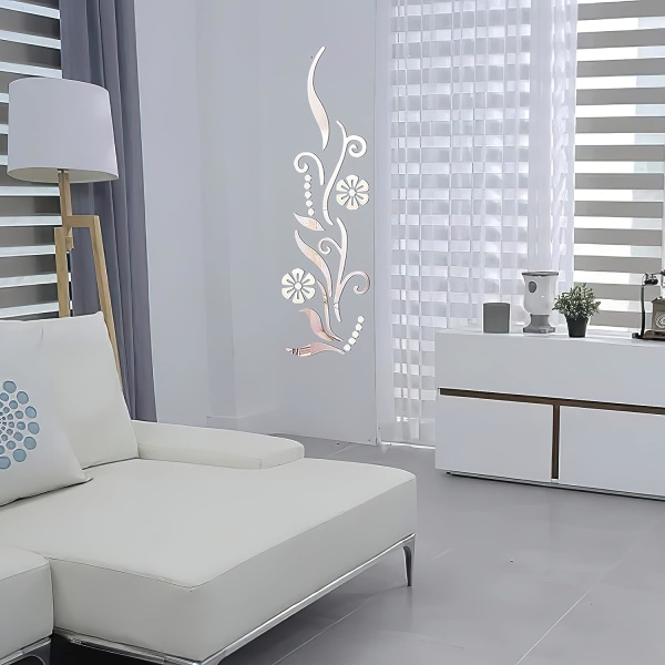 3D Blomsterspegel Väggklistermärke för Sovrum Vardagsrum Soffa Bakgrund Tv Vägg Bakgrund