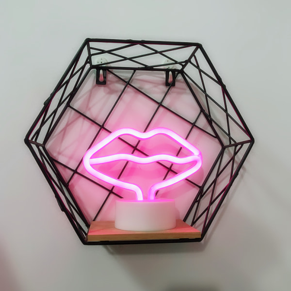 Læbeformet LED-neonskilte Lys, PVC-plast Pink læbeformet neon