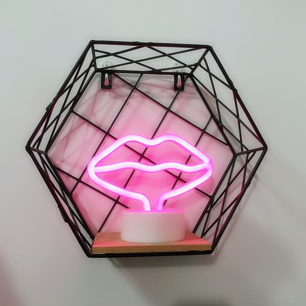 Läppformade LED-neonskyltar Ljus, PVC-plast Rosa Läppformad Neon