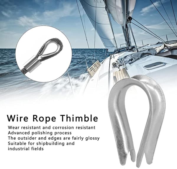 50 stk. Wire Rope Thimble Wire Rope Clips Rustfrit Stål Wire