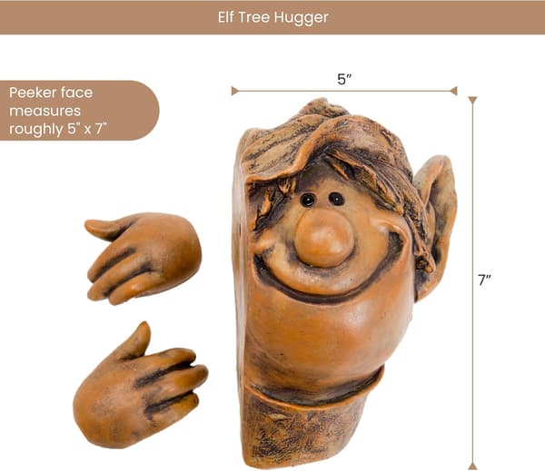 Elf Tree Hugger - Havedekorationer - Lunefuld Træskulptur -