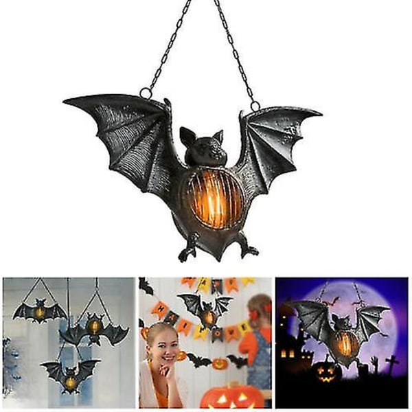 Halloween flaggermus LED-lampe lanterne simulering flaggermus flammefri lys Hom