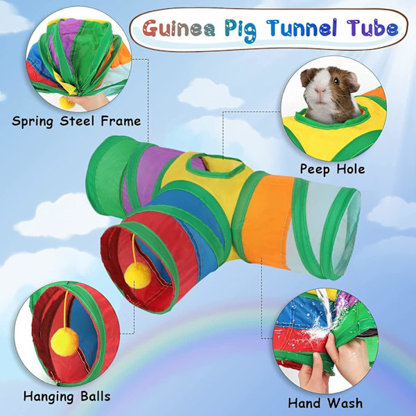 Marsun tunneli 3-tie marsun piilopaikka pieni lelu eläinten aktiviteettitunneli marsulle chinchillalle fretti hamsterille rotta pallolla（80*50*25cm）