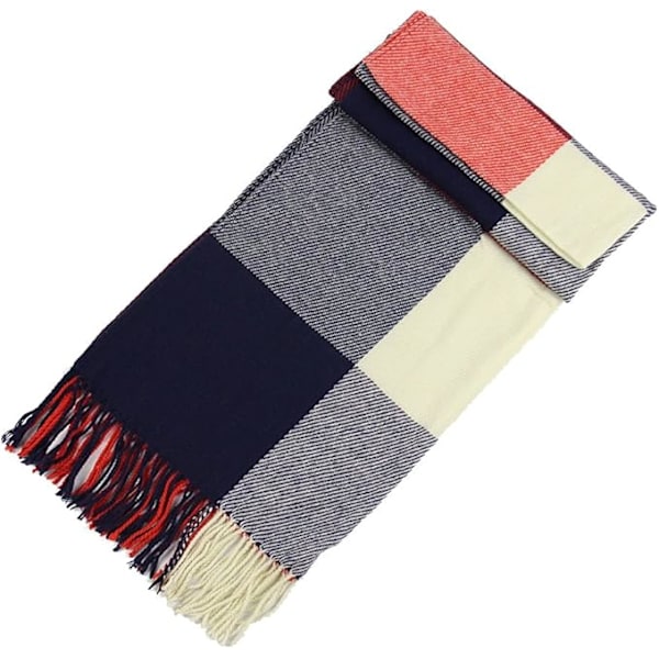 Vinterhalsduk Kvinna Rutiga Lång Varm Halsduk Stor Mjuk Sjal Scarves Tofsar Elegant Wrap Sjal Stoles Halsduk(195*65cm)