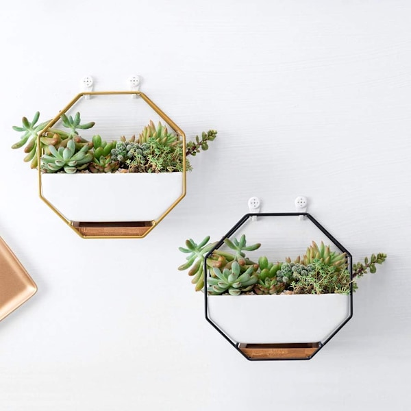 Blomkrukeöverdrag, Blomkruka, Väggblomkruka Geometrisk Sukkulent Väggdekor Hängande Keramisk Vas Skrivbordsvas Sukkulent Blomkruka (Guld)