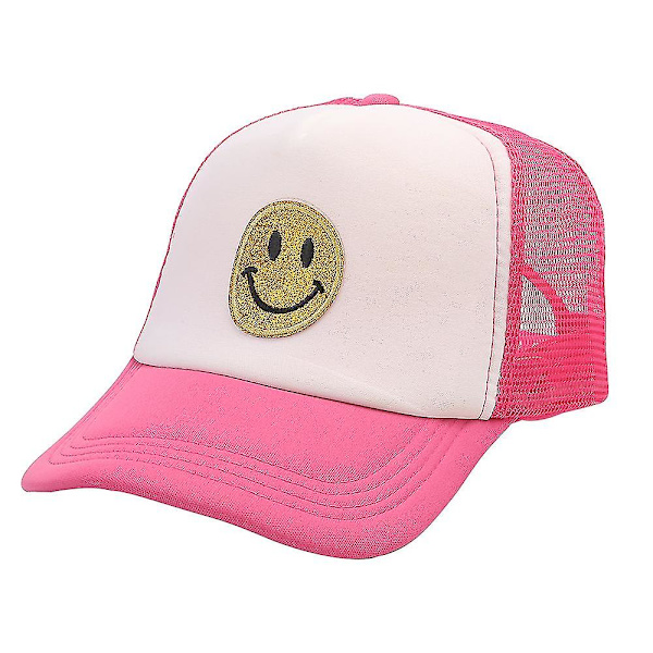 Baseball-lippis Smiley, keltainen unisex-kimalteleva hymiöpainatus kirjailtu hattu