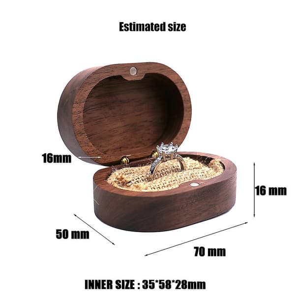 Mr og Mrs Ring Box, Bryllupsring Box Med Magnetisk, Håndlaget Woo