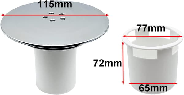 Afløbsdæksel til bruser 115mm, udskiftning af brusersifon, universel afløbsdæksel