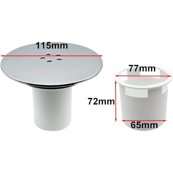 Dusjavløp 115mm, Dusjslukdekselutskifting, Universell avløpsdeksel