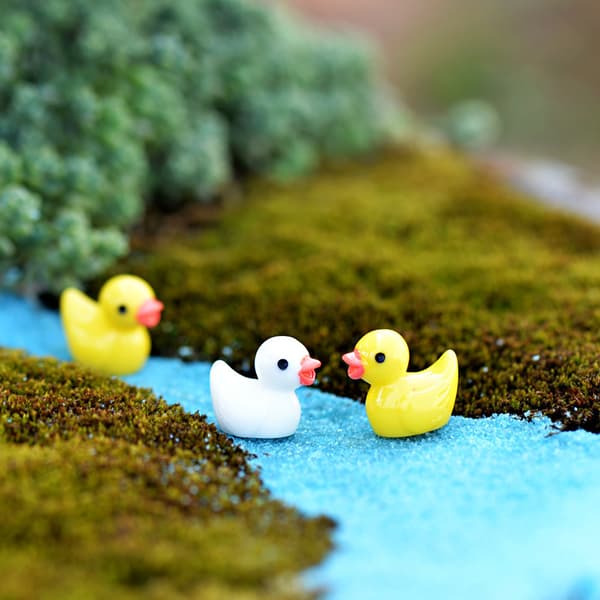7 STK Søde Mini Harpiks Gule Ande Ornament Miniature Figurer Små