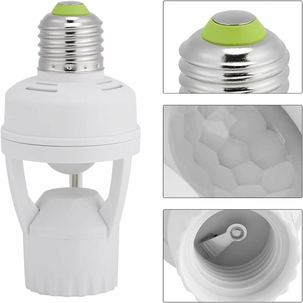 Sockel med PIR-rörelsesensor Glödlampor med E27-sockel för inomhusbruk med tids- och ljusjustering (Glödlampa ingår ej)