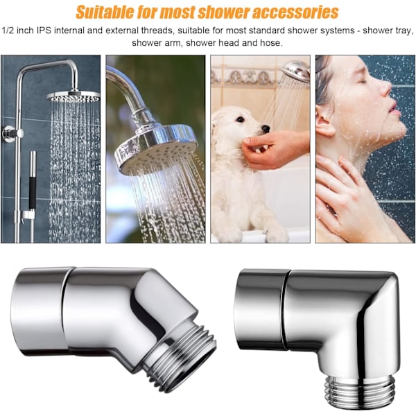 2 st 90°/135° vinklad duschhuvudadapter, mässingshanddusch adapter, B