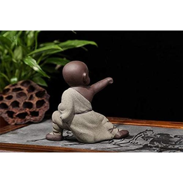Lille Buddha-figur i keramik - Sød lille Buddha-statue - Kreativ munkestatue - Kunsthåndværk til babypupper - Delikate kinesiske gaver - Kunsthåndværk i keramik - Kung Fu-små munke