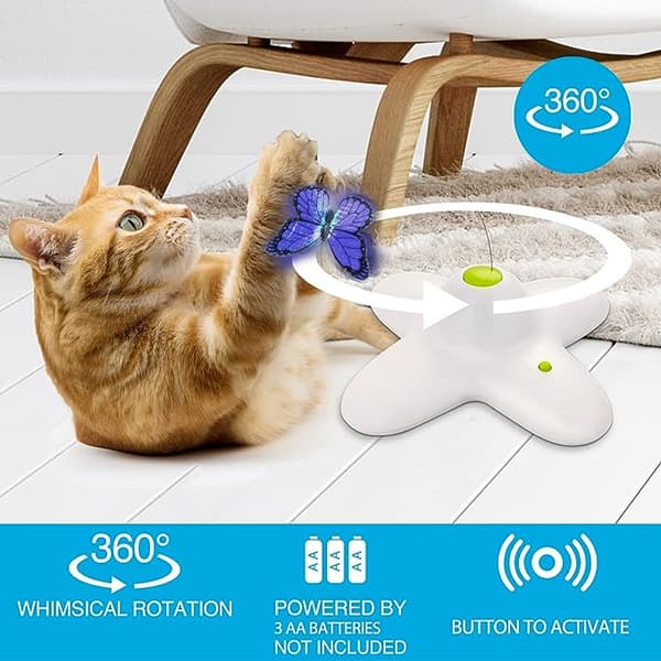 1 stk interaktivt katteleketøy Flutter Bug Cat Butterfly Toy Automatic