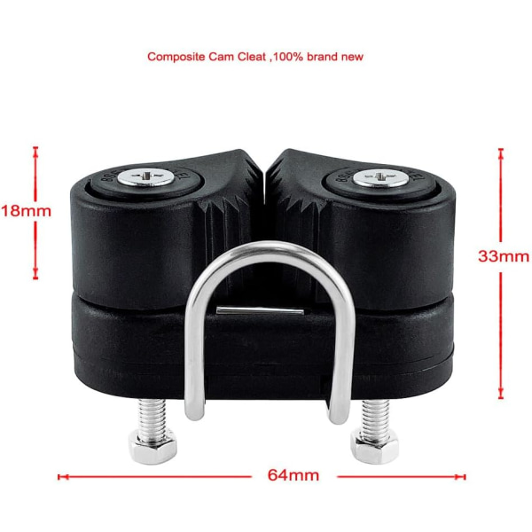 1 stk. Cam Cleats med Wire Flaired Leading Ring (Sort), Plastik Cammatic Cl