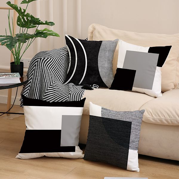 Sett med 12 geometriske putetrekk, 45x45cm (12 forskjellige stiler)
