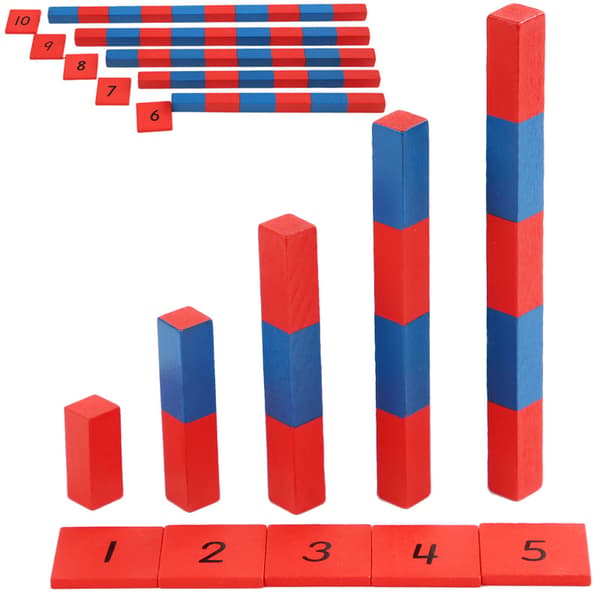 Montessori Matematik Materialer - Små Talstave med Talblok