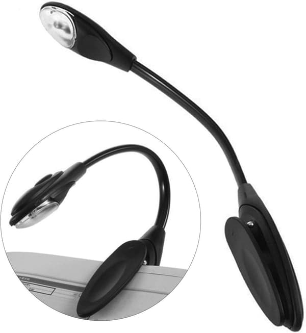 Klips-på læselampe, læselampe til læsning i sengen, mini LED