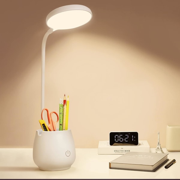 Hemmabordslampa, liten laddningsbar LED-lampa med penna/mobiltelefon