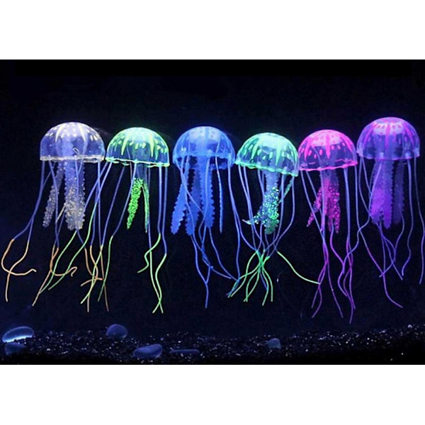 6 st artificiella simning glödande effekt maneter akvarium dekoration