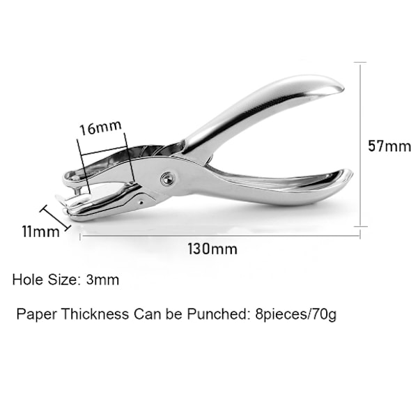 3mm Papirhullemaskine 2 stk. Enkelt Hullemaskine Metal Hulletang Hulletang med Hul Håndstansværktøj til DIY