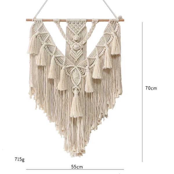 Bohemisk Macrame Väggbonad, 70x 55cm Vävda Macrame Väggbonad f