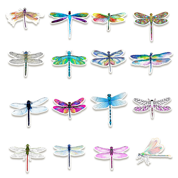Dragonfly-klistremerker | 50 stk. Dragonfly vanntette vinylklistremerker for vannflasker L
