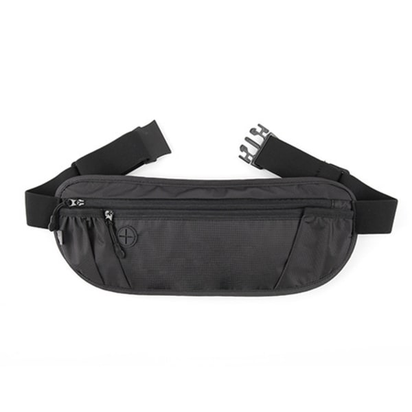 (Musta) Fanny Pack naisille ja miehille, vedenpitävä juoksuvyö RFID-estolla, säädettävä vyötärö Black