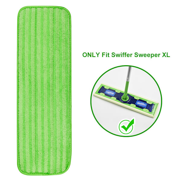 2 stk. Kompatibel med Swiffer Sweeper XL fladt moppehoved tilbehør