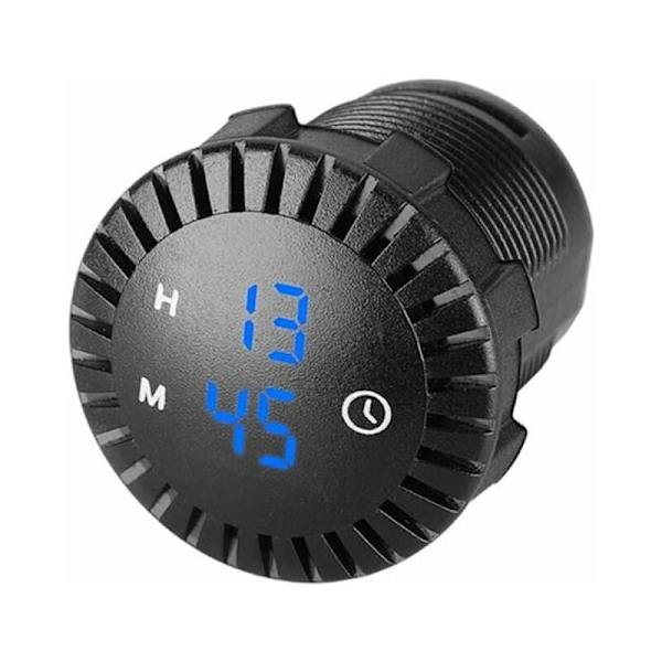 Billad LED-klokke Touch-klokke 12V/24V Vanntett Billad Digital klokke Mini Led Digital klokke Mini Motorsykkel klokke 2,01 tommer diameter for biler, skip, SUV Blå